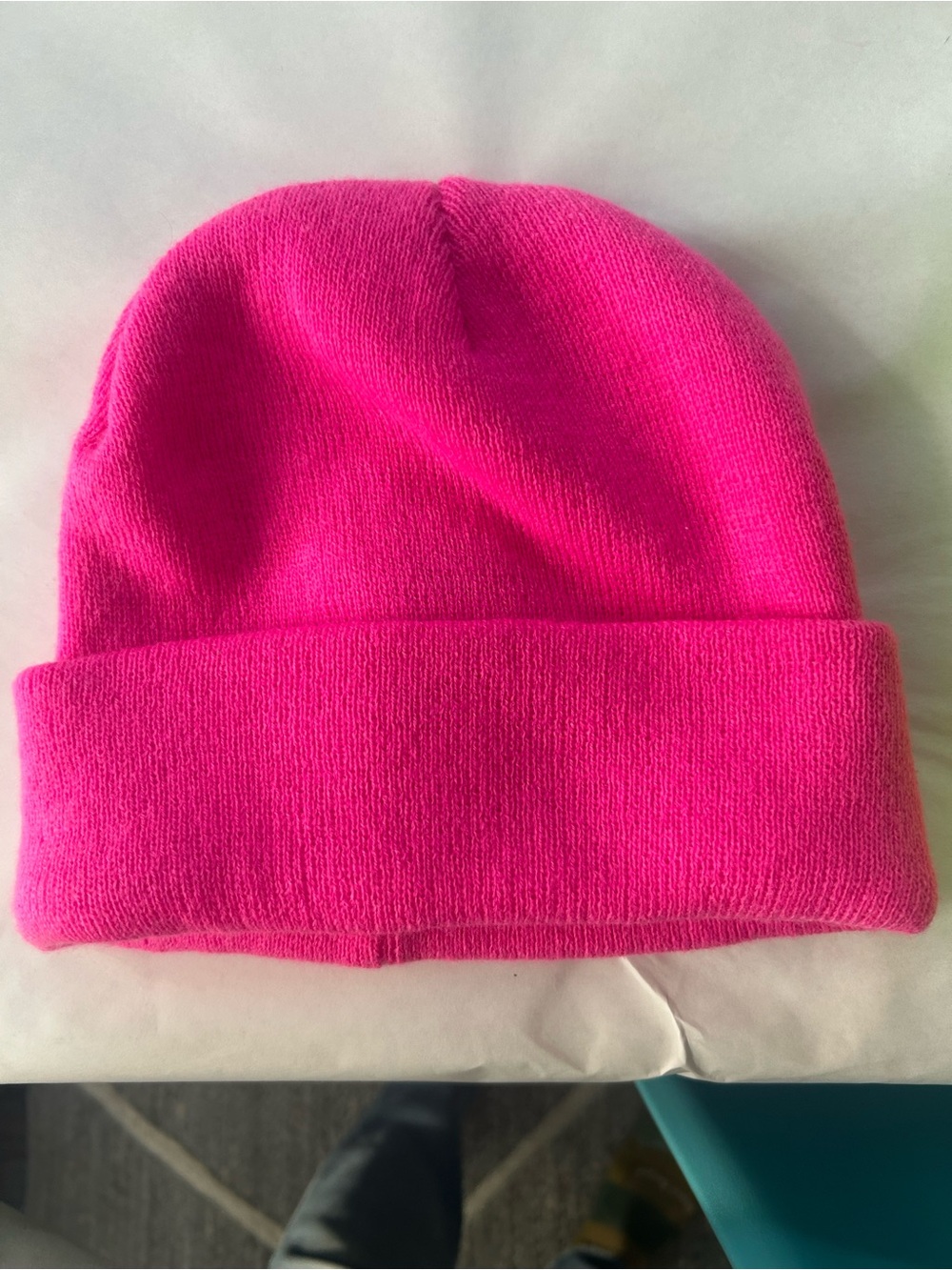 Kids Bright Pink Knit Cuffed Beanie Hat